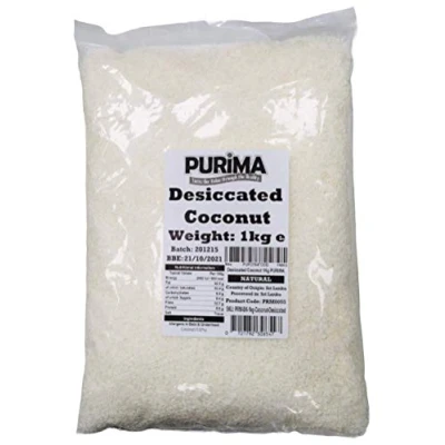 Image of Desiccated Coconut 1kg Natural Shredded Raw Dried Flakes Desicated Dry Grated Flesh Untoasted Unsweetened Dessicated for Baking Cooking Desserts Cakes Non GMO &amp; Vegan (Packaging May Vary) PURIMA