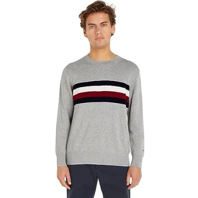 Image of Tommy Hilfiger Men&#039;s Sweatshirt Without Hood, Grey (Light Heather), XL