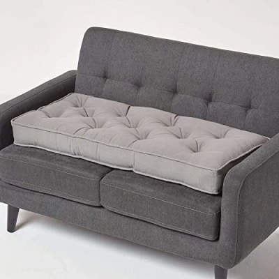 Image of HOMESCAPES Charcoal Grey 2 Seater Booster Cushion Large Firm 100 cm Wide Seat Pad with Supportive 10 Thick Lift for Sofa or Bench Cotton Long the Elderly, Post Surgery &amp; Pregnancy