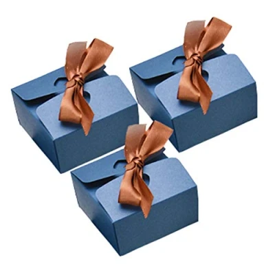 Image of Allbusky 30PCS Paper Candy Boxes, Sweet Wedding Favour Cookies Gift Bakery Cardboard Party Packs for Christmas Birthday Holiday, Blue