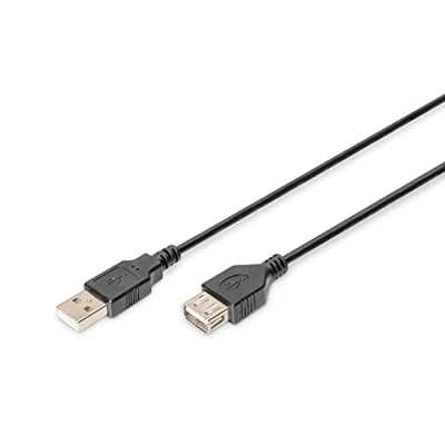 Image of DIGITUS AK 300200 018 S1.8m Length USB 2.0 A Male Female Extension Cable Black