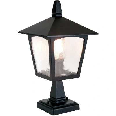 Image of York 1 Light Outdoor Pedestal Lantern Black IP43, E27