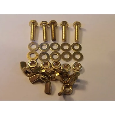 Image of M4X16 BRASS HEX HEAD BOLTS NUTS &amp; WASHERS WING PACK 0F 5 SET SCREWS