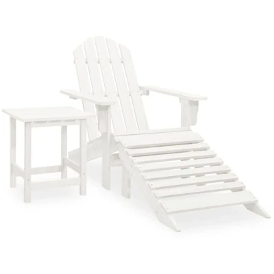 Image of vidaXL Garden Adirondack Chair with Ottoman&amp;Table Solid Fir Wood White