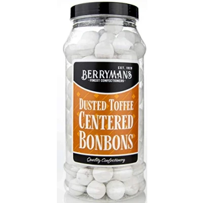 Image of Original Dusted Toffee Centered BonBons Retro Sweets Gift Jar By Berrymans Sweet Shop (Bon Bons) Classic Sweets, Traditional Taste.