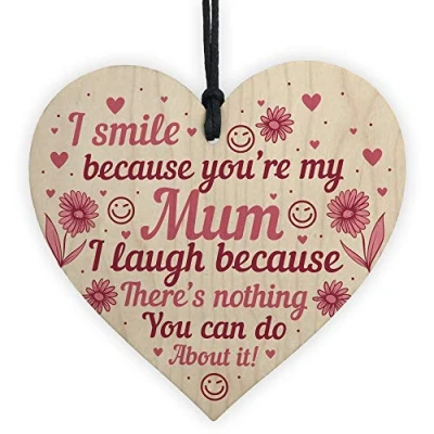 Image of RED OCEAN Funny Mum Gift Wooden Heart Birthday Keepsake Plaque