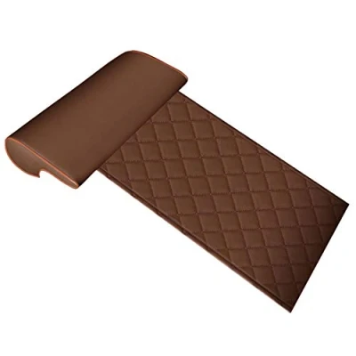 Image of GYMNLJY Car Seat Cushion with Comfort Leg Support Pillow, Rest Extended Leather For Long distance Driving Cars Buses Trains Office Home,Brown
