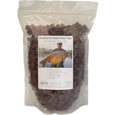 Image of Pre Drilled Red Halibut Carp Fishing Bait 14mm 2kg