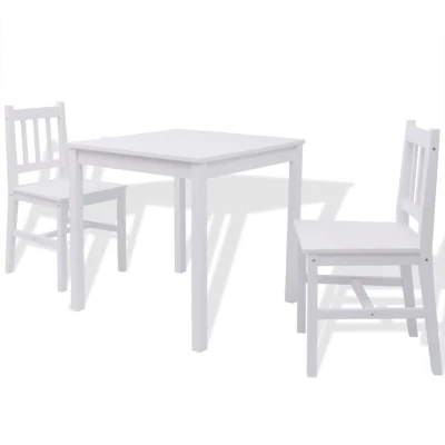 Image of vidaXL Three Piece Dining Set Pinewood White