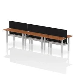 Image of Air B2B 1400x600mm Adjustable 6P Bench Desk CP Walnut/Silver + Screen