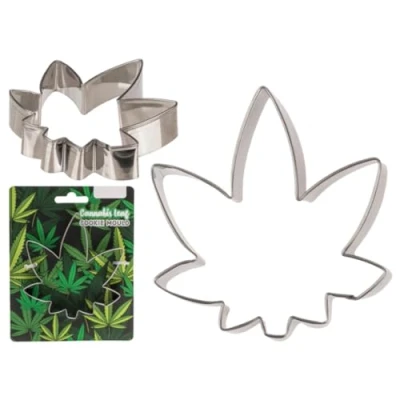 Image of LND Gifts Cannabis Leaf Cookie Mould, 10cm Cutter, Cutter for Icing Baking, Ideal 80&#039;s Party Food Props, Hippy Accessories Pastry and Biscuit