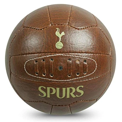 Image of Tottenham Hotspur FC Spurs Brown Faux Leather Retro Design Official Football Size 5 Ball