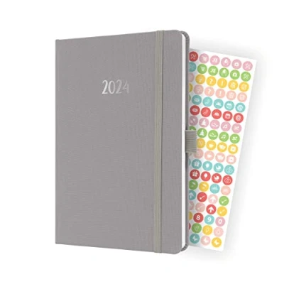 Image of SIGEL J4403 Weekly planner Jolie 2024, FSC certified, 2 pages equal to 1 week, hardcover with a fabric surface, approx. A5, light Grey, 174