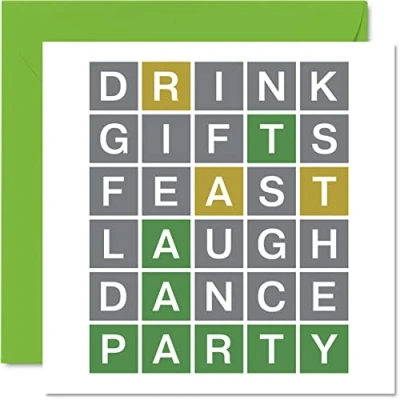Image of Funny Birthday Cards for Women Men Word Puzzle Quiz Party Joke Card Her Him Dad Mum Sister Brother Daughter Son Grandad Nan, 145mm x Humour Bday Rude Banter Greeting