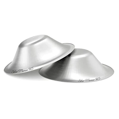 Image of Silver Mamas Nursing Cups for Newborn, Nipple Covers Breastfeeding, 925 Shields, Healing Cups, Newborn Essentials Must Haves, Soothe Sore and Cracked Nipples (Large)