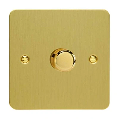 Image of Varilight 1 Gang 2 Way V Pro Push On/Off Rotary LED Dimmer x 0 120W Brushed Brass