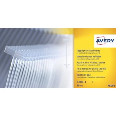 Image of Avery AS050 Tag Attachments for Standard Tagging Gun (50 mm, Box of 5000) Clear