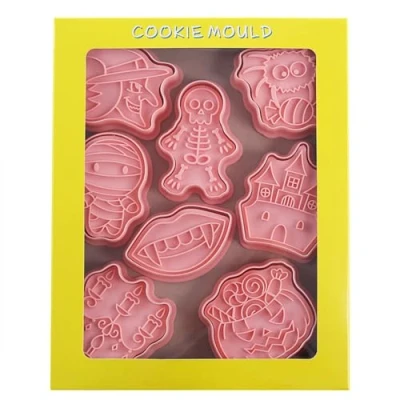 Image of 8 Pieces Halloween Cookie Cutters Biscuit for Baking Pumpkin,Candles,Skull,Spider,Witch Decorations, E
