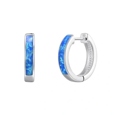 Image of Philip Jones Blue Synthetic Opal Hoop Earrings