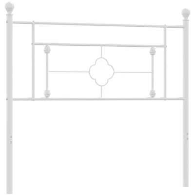 Image of vidaXL White Metal Headboard Powder Coated Steel Construction, Elegant Design, Comfortable Backrest, Easy Assembly, for Round Tube Beds