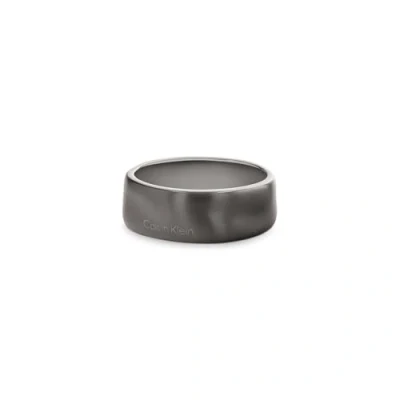 Image of Calvin Klein Men&#039;s CK METALLIC WAVES Collection Ring in Stainless Steel and with GunMetal Ion Plating (IP)