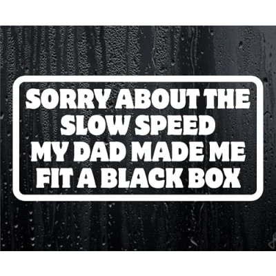 Image of Car Sticker Sorry About The Slow Speed My Dad Made Me Fit A Black Box Window Bumper Door Young Driver Decal Present
