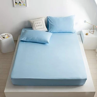 Image of Good Nite King Fitted Sheet Bed Sheets 25CM Extra Deep Pocket Soft and Breathable Bedding (Blue, King)