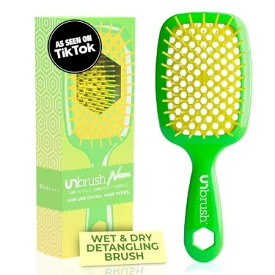 Image of FHI Heat UNbrush Detangling Brush for Pain Free Brushing on All Wet or Dry Hair Types — Durable DuoFlex Anti Static Bristles, Lightweight Handle, Vented