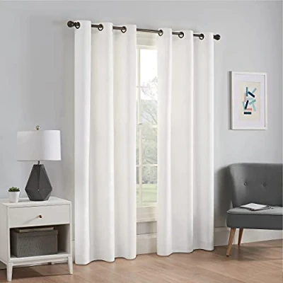 Image of Eclipse Microfiber Total Privacy Blackout Thermal Grommet Window Curtain for Bedroom (1 Panel), 42 in x 84 in, White