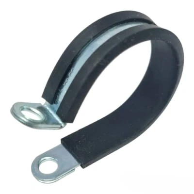Image of 35mm Rubber Lined P Clips Steel Hose Pipe Clamp Pack of 5
