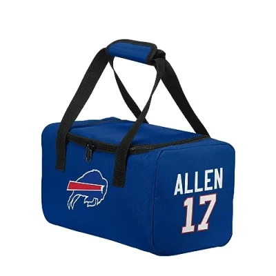 Image of FOCO NFL Officially Licensed Team Logo Dual Compartment Insulated Lunch Box Cooler Duffel Bag (Josh Allen Buffalo Bills)