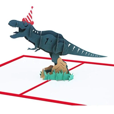 Image of 3D Pop Up Birthday Cards, Handmade Craft Greeting Dinosaur, Card