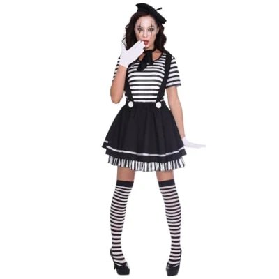Image of Amscan 9906458 Women&#039;s French Mime Artist Adults Fancy Dress Costume Size: 8 10