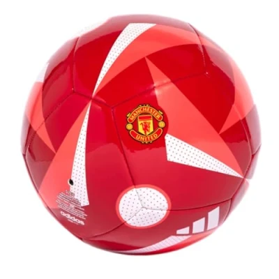 Image of adidas Unisex Adult Manchester United Home Club Soccer Ball, MUFC Red/Bright Red/White, 5