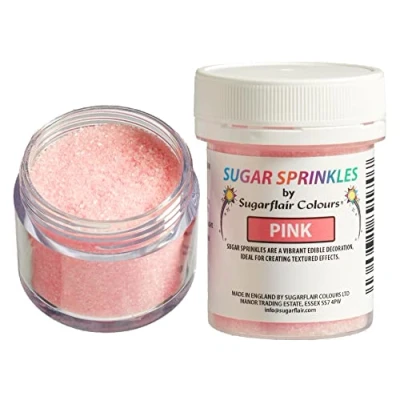 Image of Sugarflair Pink Edible Glitter Sugar Sprinkles for Cake Decorating, Sprinkle on Cakes, Cupcakes and Treats 40g
