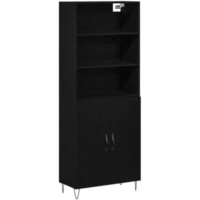 Image of vidaXL Highboard Black Oak 69.5x34x180 cm Engineered Wood