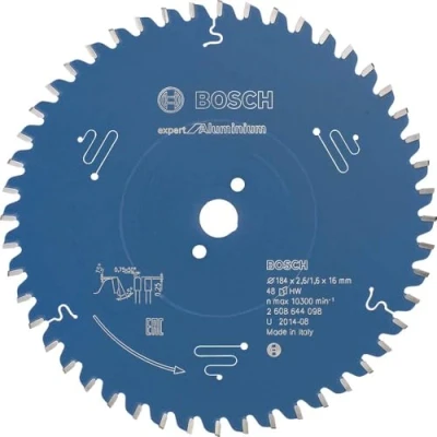 Image of Bosch 2608644098 EXALH 48 Tooth Top Precision Circular Saw Blade, 0 V, Blue