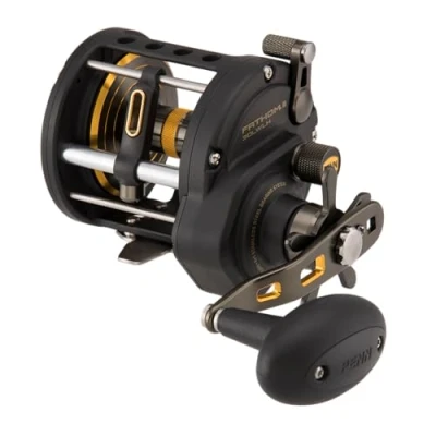 Image of PENN Fathom® II Level Wind, Saltwater Fishing Reel, Conventional Reels, Sea Nearshore/Lake Fishing, Shore and Kayak Unisex, Black Gold, 30 Left Hand