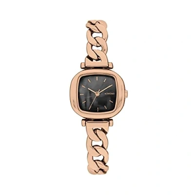 Image of KOMONO Moneypenny Revolt Rose Gold Black Women&#039;s Japanese Quartz Analogue Watch with Stainless Steel Strap