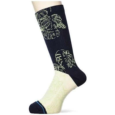 Image of Stance Haiku Garden Crew Socks Infiknit Hawaii Pack Navy Calf Medium