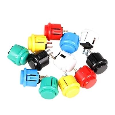 Image of EG STARTS 12x 24mm OEM Arcade Buttons Switch Perfect Replace for Sanwa OBSF 24 Push Button DIY Fighting Stick PC Joystick Games Parts (Each Color of 2 Pieces)