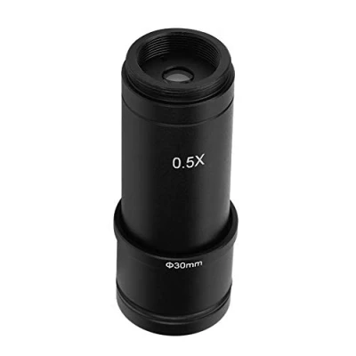 Image of Hakeeta Microscope Adapter, 0.5X C Mount Reduction Lens Eyepiece 23.2mm Mounting with 30mm 30.5mm Ring Adapter Applicable for Biomicroscope Stereo Microscope, CCD Camera and Digital Eyepiece.