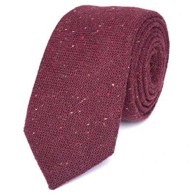 Image of DB Dickie Bow Men&#039;s Luxury Wool Skinny Neck Tie (Burgundy) suitable for formalwear, office, weddings, parties, grooms &amp; groomsmen outfits
