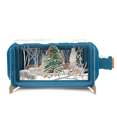 Image of Message In A Bottle Decorating The Tree Pop Up Christmas Card By Alljoy Cards XMIB062