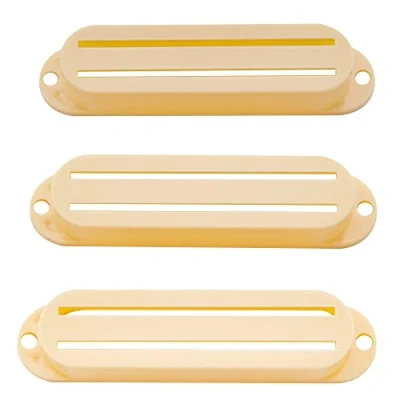 Image of Musiclily Hot Rails Single Coil Sized Humbucker Pickup Covers Set for Strat Style Eelectric Guitar, Cream (Set of 3)