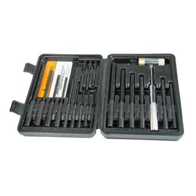 Image of Wheeler Master Roll Pin Punch Set with Dual Sided Hammer, Punches and Starters, Storage Case for Gunsmithing, silver