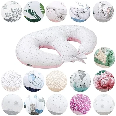 Image of Bellochi Maternity and Nursing Pillow for Twins Baby Support Multifunctional Breastfeeding with Cover Made of 100% Cotton OEKO TEX Certified (Aurora)