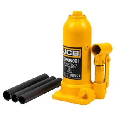 Image of JCB 5 Tonne Heavy Duty Automotive Hydraulic Bottle Jack, 474mm Maximum Lift Portable Compact Design Equipped with an adjustable height screw 3 Year Warranty