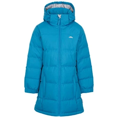 Image of Trespass Girls Padded Jacket Windproof Water Resistant Hooded School Coat Tiffy