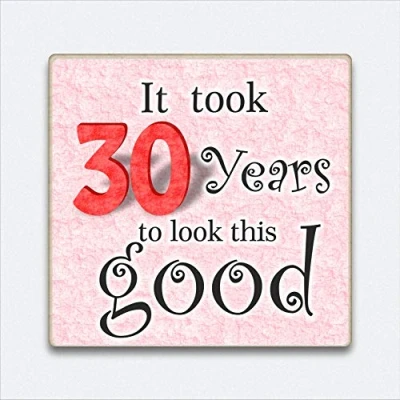 Image of Pink Fridge Magnet Wooden 30th Birthday Gift for Women Sister Friend Token Present